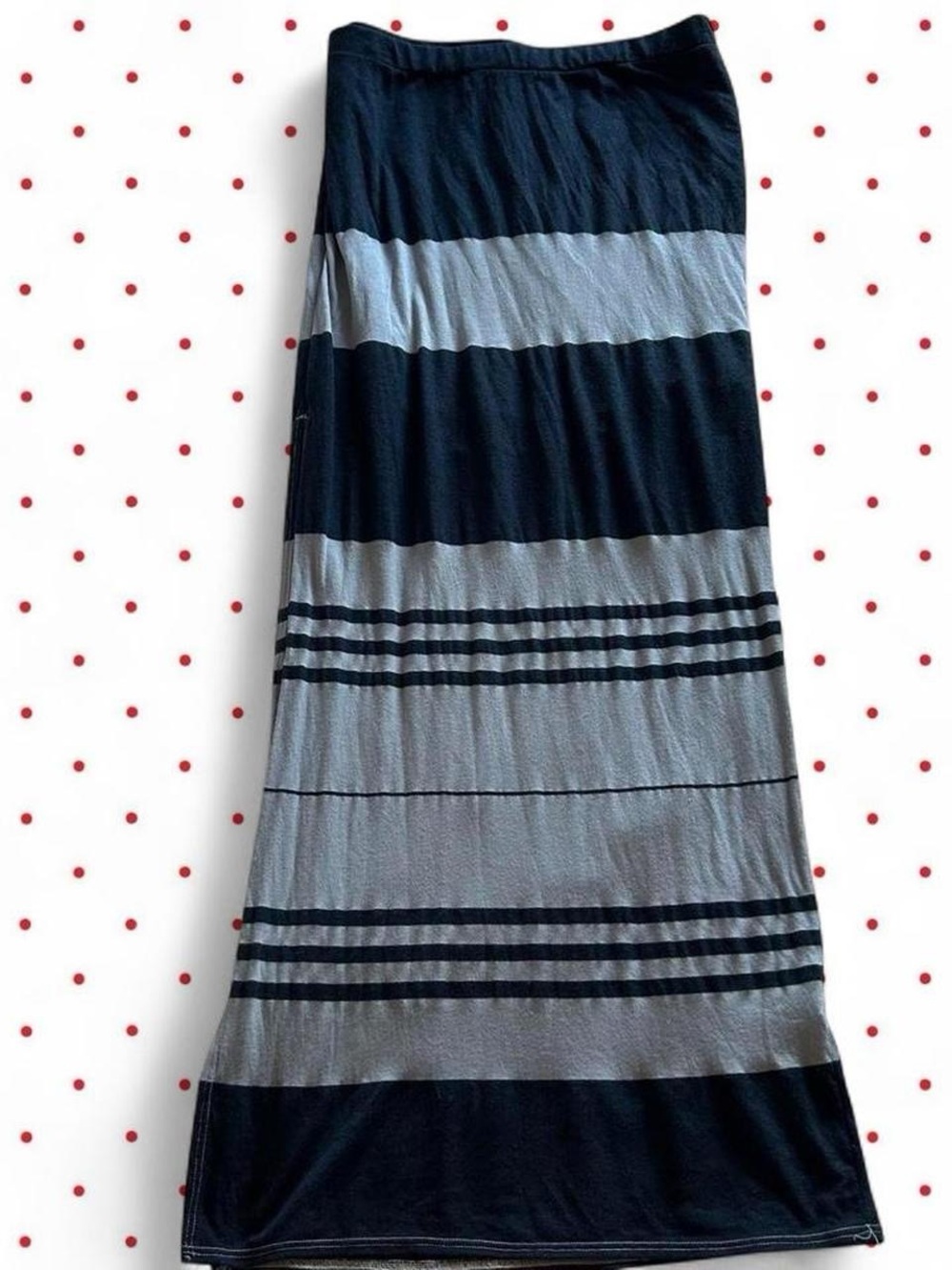 Striped Maxi Skirt - Navy and Gray